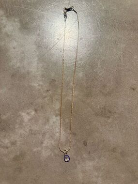 Roxanne Assoulin Gold Chain Necklace with Blue Pendant - Women Jewelry